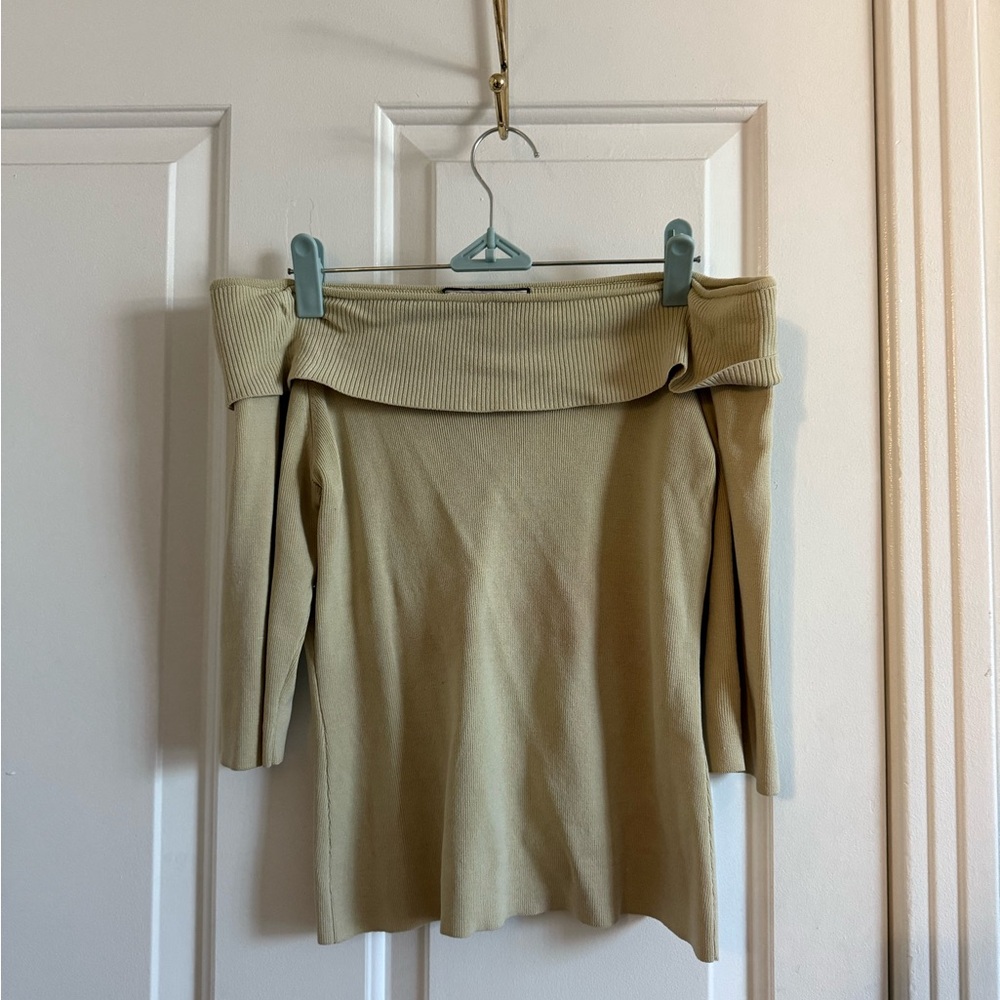 Vintage Off-Shoulder Beige Sweater